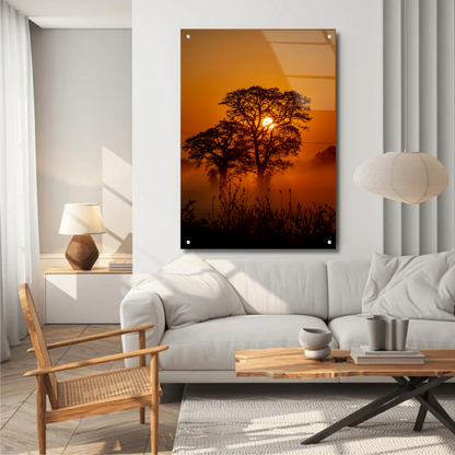 Beautiful African Sunset: Glass Wall Art