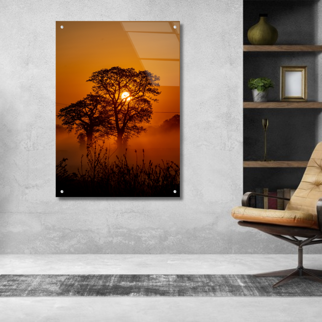 Beautiful African Sunset: Glass Wall Art