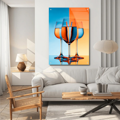 Wine Glasses - Glass Wall Art